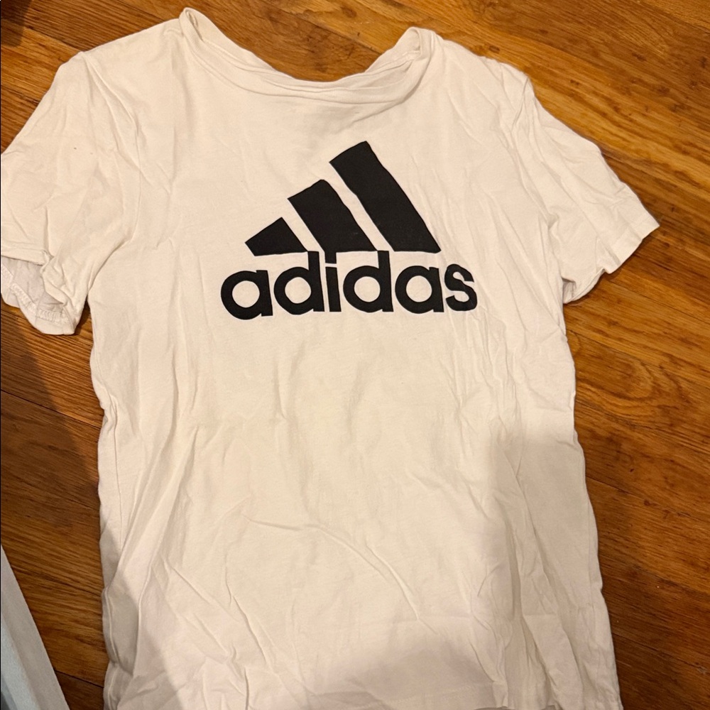 Adidas White Tee with Black Logo